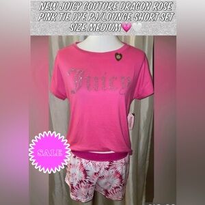 New! Juicy Couture Rose Pink Tie Dye PJ/Lounge Short Set Medium💕Final Price